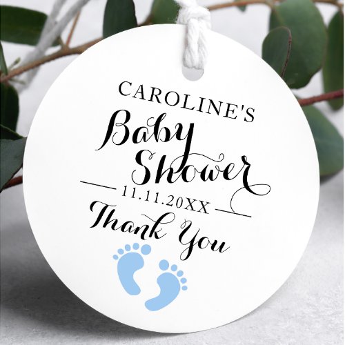 Personalized Blue Baby Feet BOY Baby Shower Favor Tags