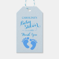 Personalized Blue Baby Feet Boy Baby Shower Gift Tags