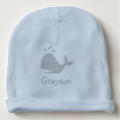 Personalized blue baby hat with cute whale logo (Front)