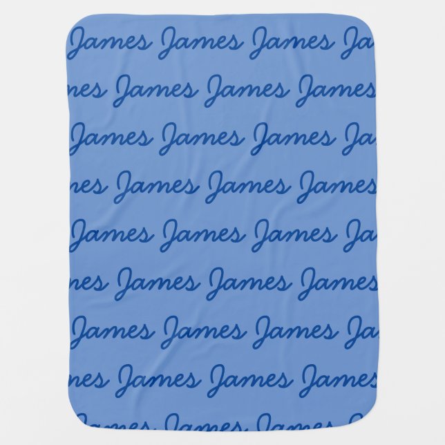 Personalized Blue Baby Name Baby Blanket (Front)