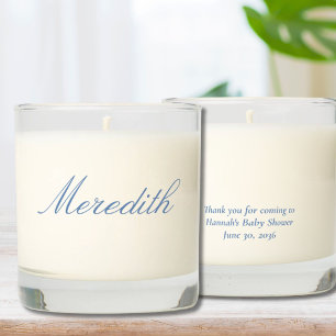 Personalized Blue Baby Shower Place Setting Candle