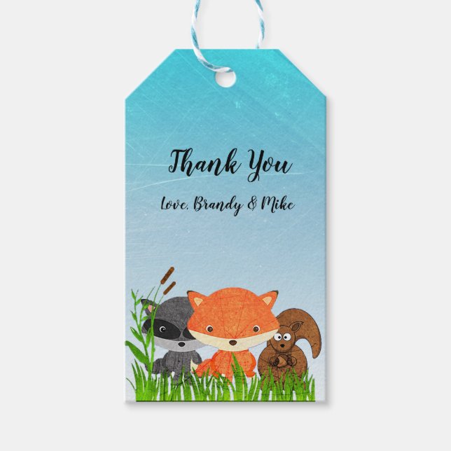 Personalized  Blue Baby Shower Thank you Gift Tags (Front)