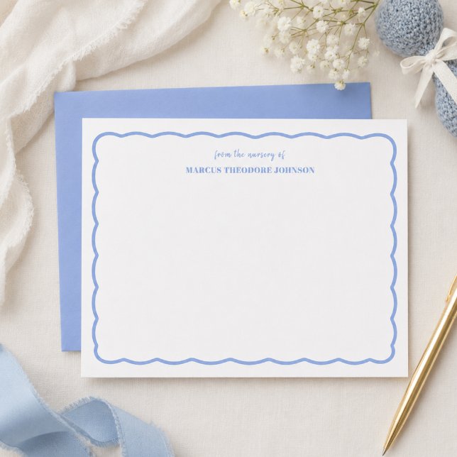 Personalized Blue Baby Shower Thank You Note Card (Creator Uploaded)