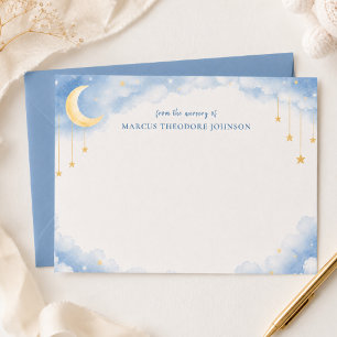 Personalized Blue Baby Shower Thank You Note Card