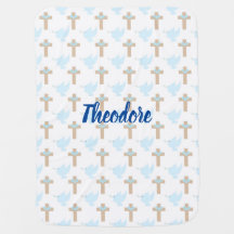 Personalized Blue Baptism - Baby Blanket