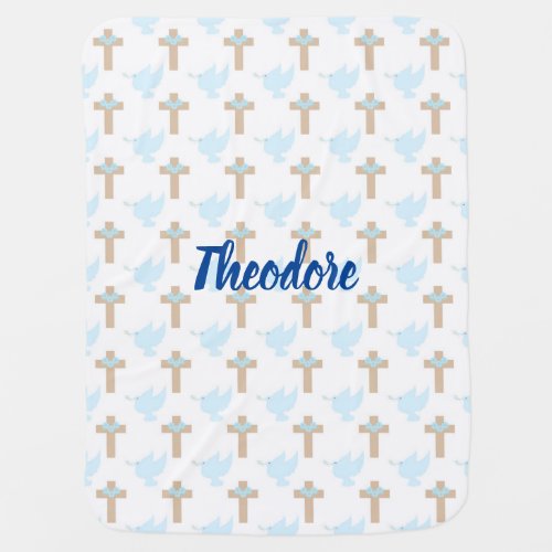 Personalized Blue Baptism _ Baby Blanket