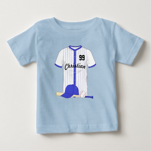 Personalized blue baseball baby T_Shirt