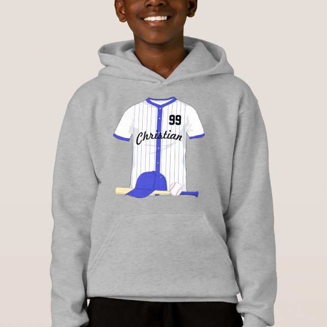 Personalized blue baseball hoodie (Front)