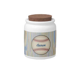 Personalized Blue Baseball Jar