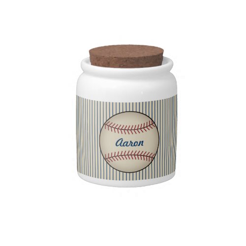 Personalized Blue Baseball Jar