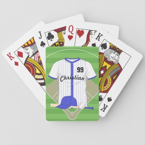 Personalized blue baseball poker cards