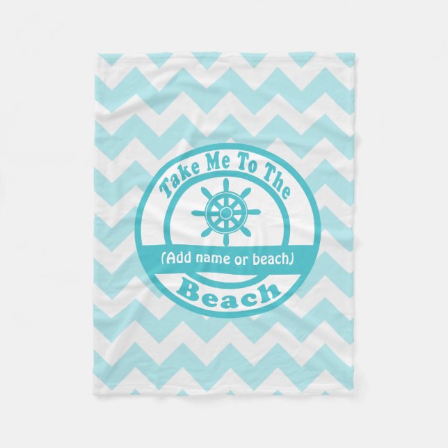 Personalized Blue Beach Blanket (Front)