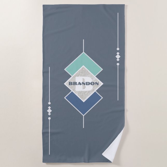 Personalized Blue Beach Towel (Front)