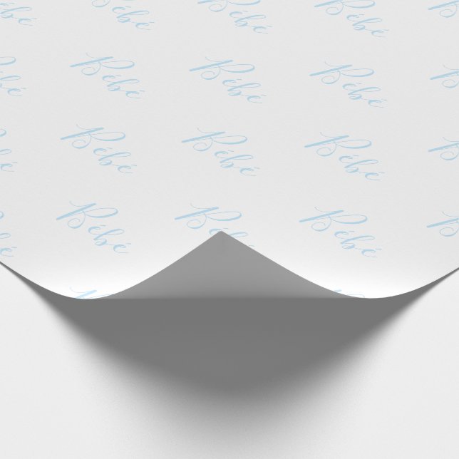 Personalized Blue Bebe Boy Elegant Baby Wrapping Wrapping Paper (Corner)