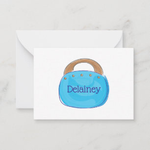 Personalized Blue Bermuda Bag / Preppy Stationary Note Card