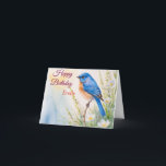 Personalized Blue Bird Flowers Watercolor birthday Card<br><div class="desc">Personalized Blue Bird Spring Flowers Watercolor</div>