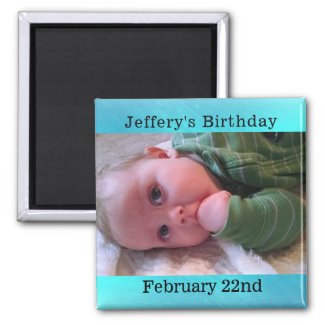 Personalized Blue Birthday Reminder Magnet