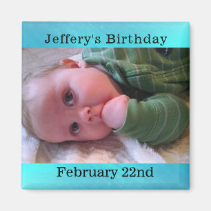 Personalized Blue Birthday Reminder Magnet