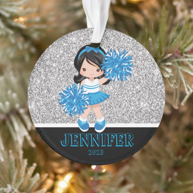 Personalized Blue & Black Cheerleading Ornament  (Tree)