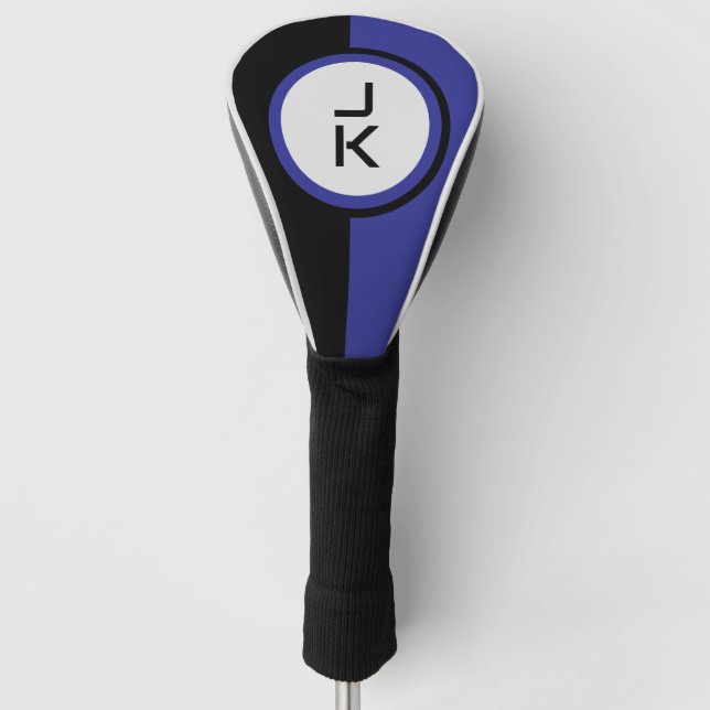 Personalized Blue Black Golf Head Cover (Front)
