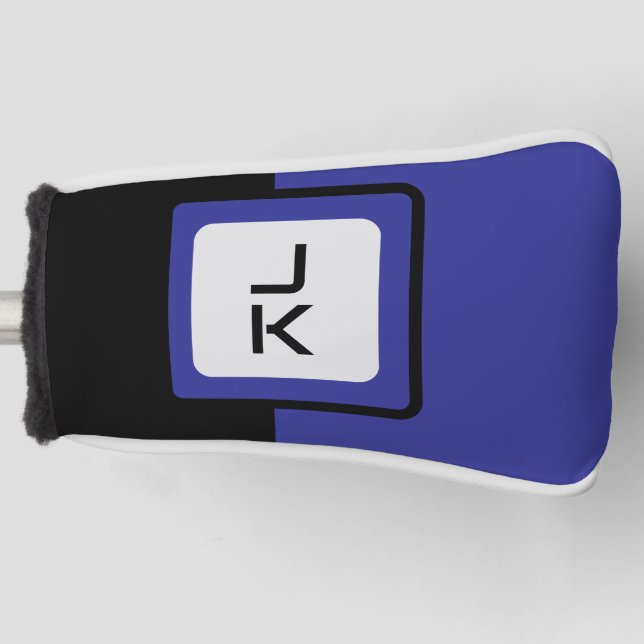 Personalized Blue Black Golf Head Putter Cover (Front)