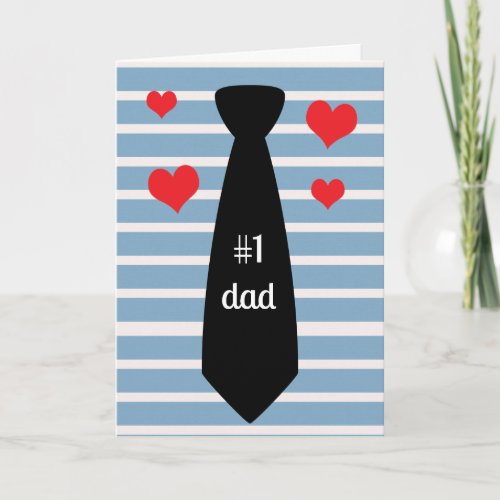 Personalized Blue Black Tie 1 Dad Fathers Day Card