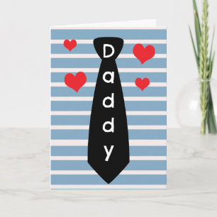 Personalized Blue Black Tie Daddy Father's Day Card