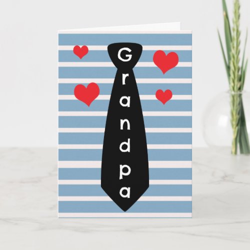 Personalized Blue Black Tie Grandpa Fathers Day Card