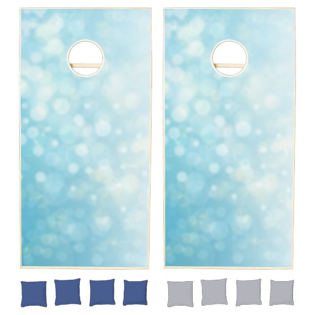 Personalized Blue Bokeh Corn Hole Game (Set)