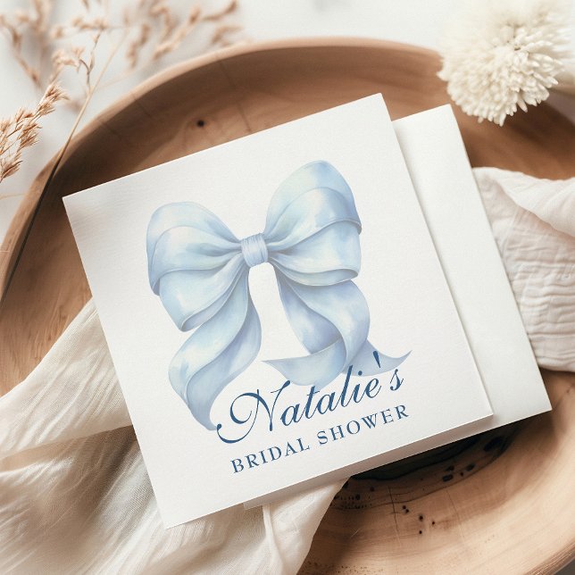 Personalized Blue Bow Bridal Shower Fancy Napkins (Creator Uploaded)