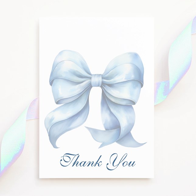 Personalized Blue Bow Bridal Shower Thank You Card (Creator Uploaded)