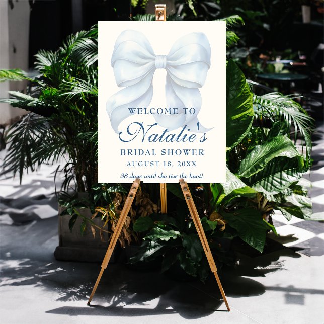 Personalized Blue Bow Bridal Shower Welcome Sign (Creator Uploaded)