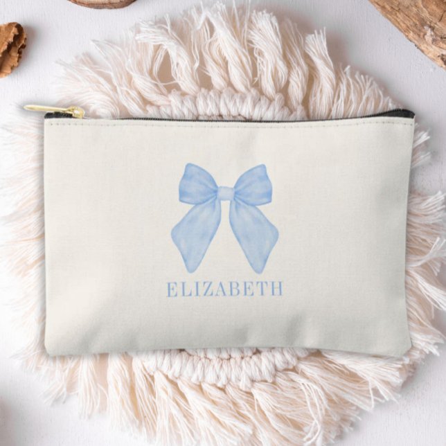 Personalized Blue Bow Coquette Aesthetic  Accessory Pouch (Creator Uploaded)