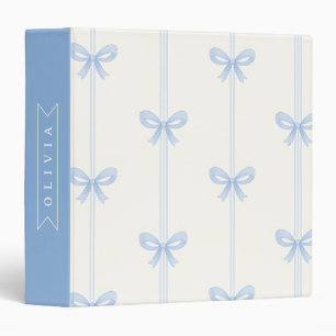 Personalized Blue Bow Coquette Name Aesthetic 3 Ring Binder