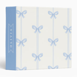 Personalized Blue Bow Coquette Name Aesthetic 3 Ring Binder