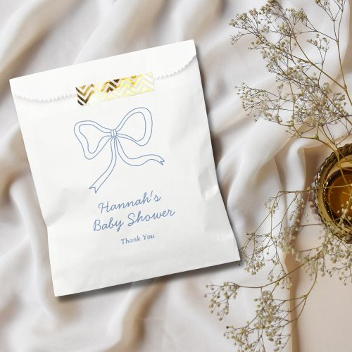 Personalized Blue Bow Coquette Ribbon Baby Shower Favor Bag
