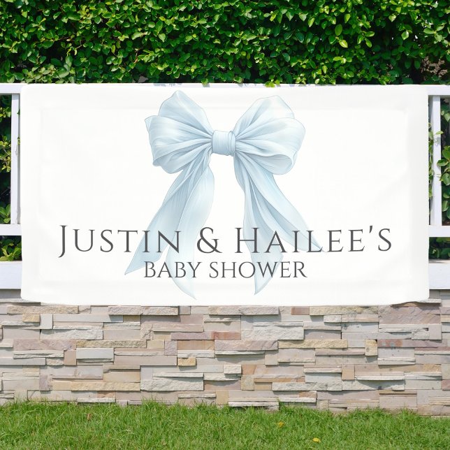 Personalized Blue Bow Girl Coquette Baby Shower Banner (Creator Uploaded)