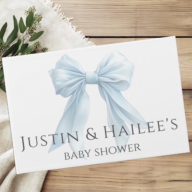 Personalized Blue Bow Girl Coquette Baby Shower Guest Book (Creator Uploaded)