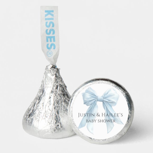 Personalized Blue Bow Girl Coquette Baby Shower Hershey®'s Kisses® (Front)