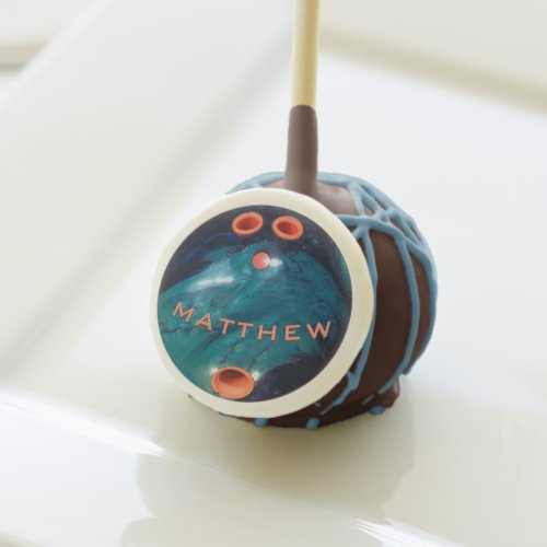 Personalized Blue  Bowling Ball Birthday Cake Pops