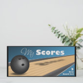 Personalized Blue Bowling Score Cards (Standing Front)
