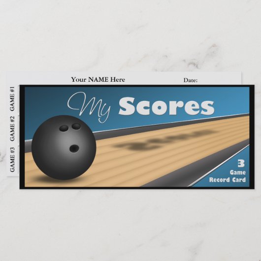 Personalized Blue Bowling Score Cards (Front/Back)