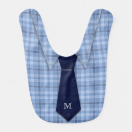 Personalized Blue Boy&#39;s Shirt Tie Funny Cute Bib