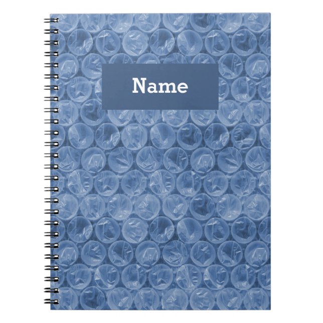 Personalized blue bubble wrap pattern notebook (Front)