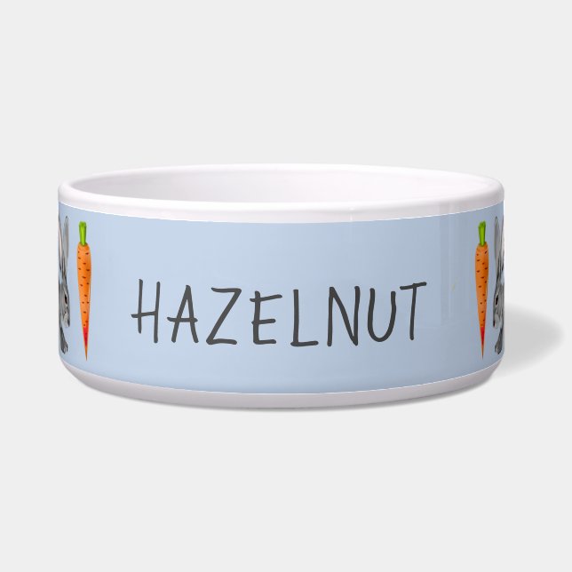 Personalized Blue Bunny Rabbit Pattern Minimal Bowl (Front)
