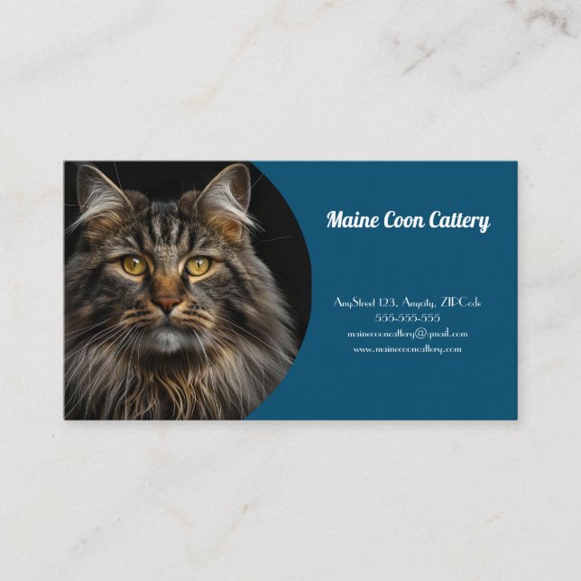 Personalized Blue Business Card For Cattery  (Front)