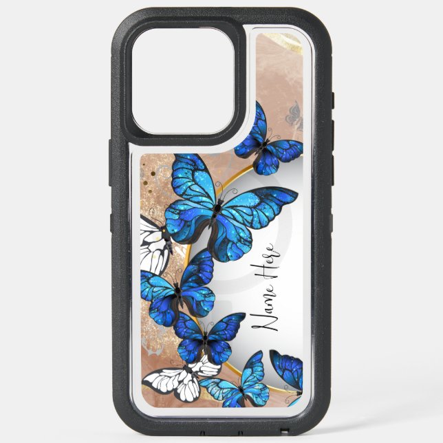 Personalized Blue Butterflies Otterbox Case (Back)