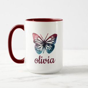 Personalized Blue Butterfly  Coffee Mug