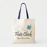 Personalized Blue Butterfly Flute Chick Music Gift Tote Bag at Zazzle