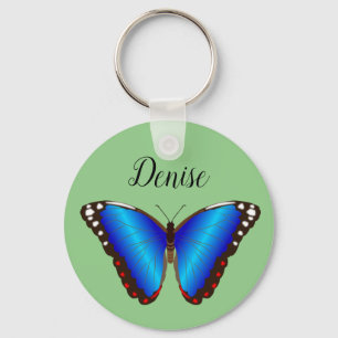 Personalized Blue Butterfly Keychain